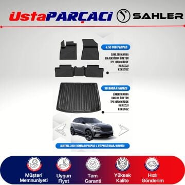 Sahler Renault Austral 2022-2026 Uyumlu Araca Özel 4.5D Havuzlu Oto Paspas + 3D Bagaj Havuzu (5 Parça)
