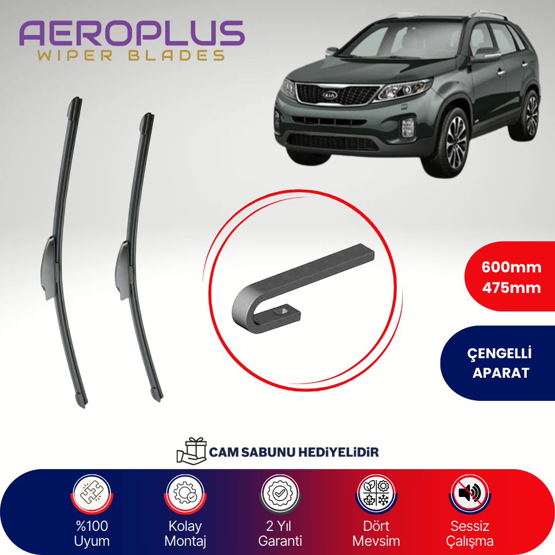 Aeroplus Kia Sorento 2009-2014 Muz Silecek Takımı