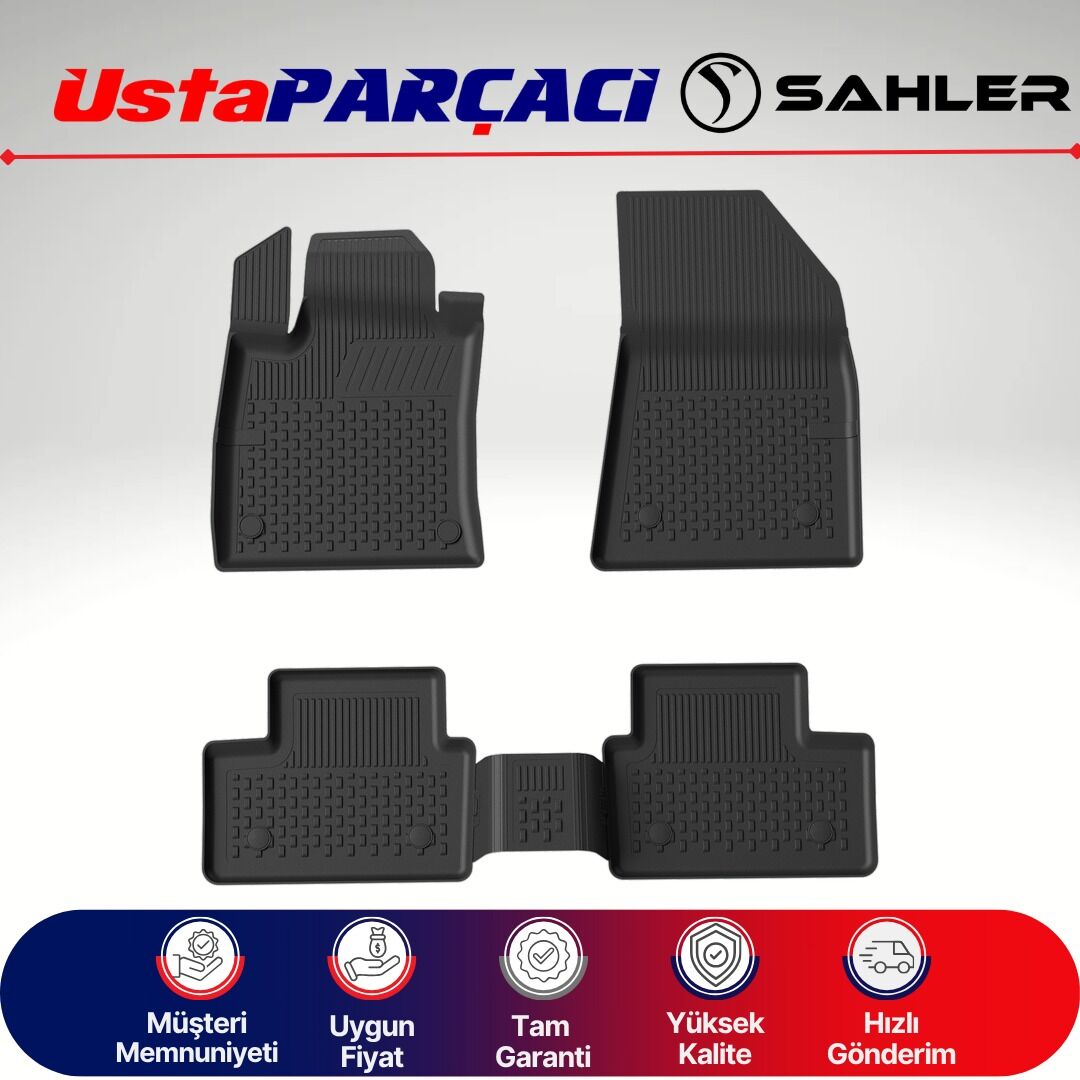 Sahler Renault Clio 6 2026 ve+ Uyumlu Araca Özel 4.5D Havuzlu Oto Paspas (5 Parça) Siyah
