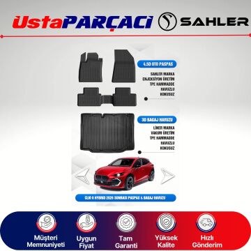 Sahler Renault Clio 6 2026+ Uyumlu Araca Özel 4.5D Havuzlu Oto Paspas + 3D Bagaj Havuzu (5 Parça)