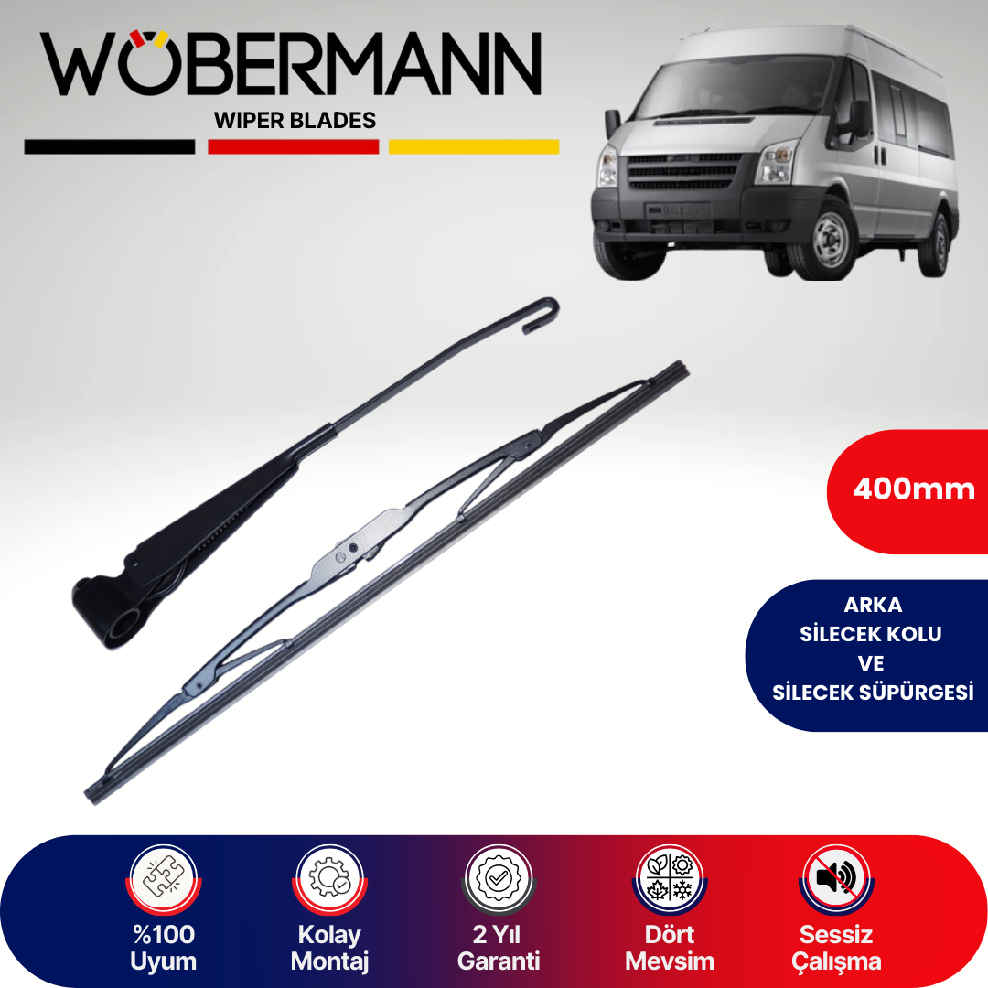 Wöbermann Ford Transit (Fıskiyeli ) 2008-2018 Arka Silecek Kolu ve Süpürgesi Komple