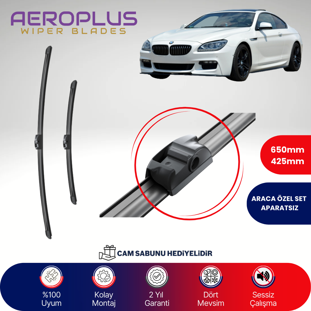 Aeroplus BMW 6 Serisi F13 2011-2018 Muz Silecek Takımı