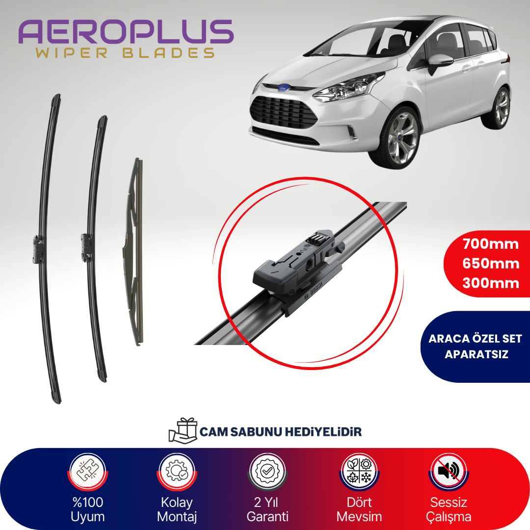 Aeroplus Ford B-Max 2012-2018 Ön Arka Muz Silecek Takımı