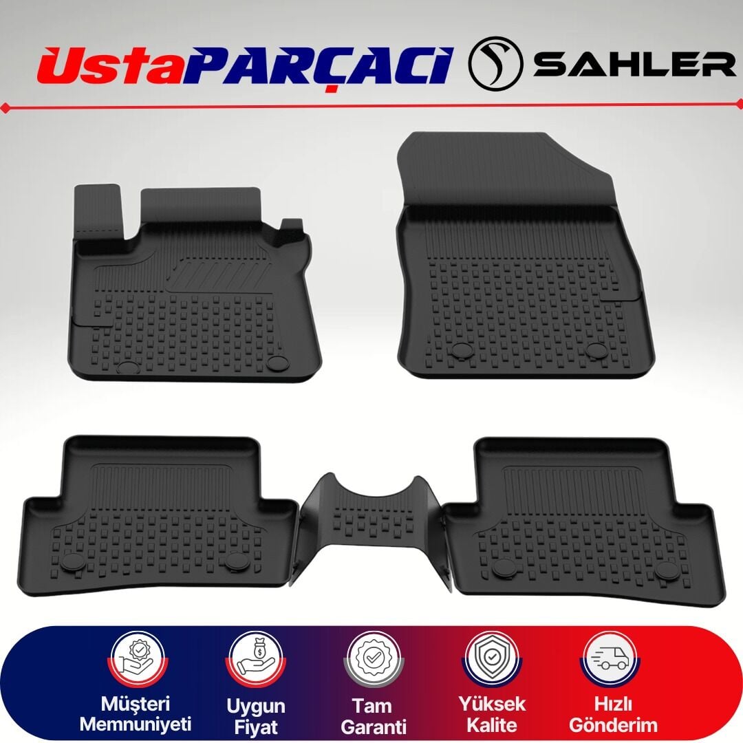 Sahler Renault Captur 2013-2019 Uyumlu Araca Özel 4.5D Havuzlu Oto Paspas (5 Parça) Siyah