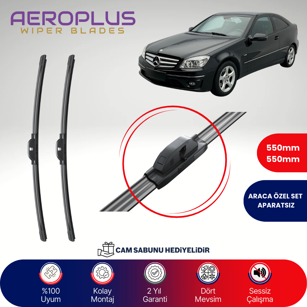 Aeroplus Mercedes CLC Serisi W203 2008-2010 Muz Silecek Takımı
