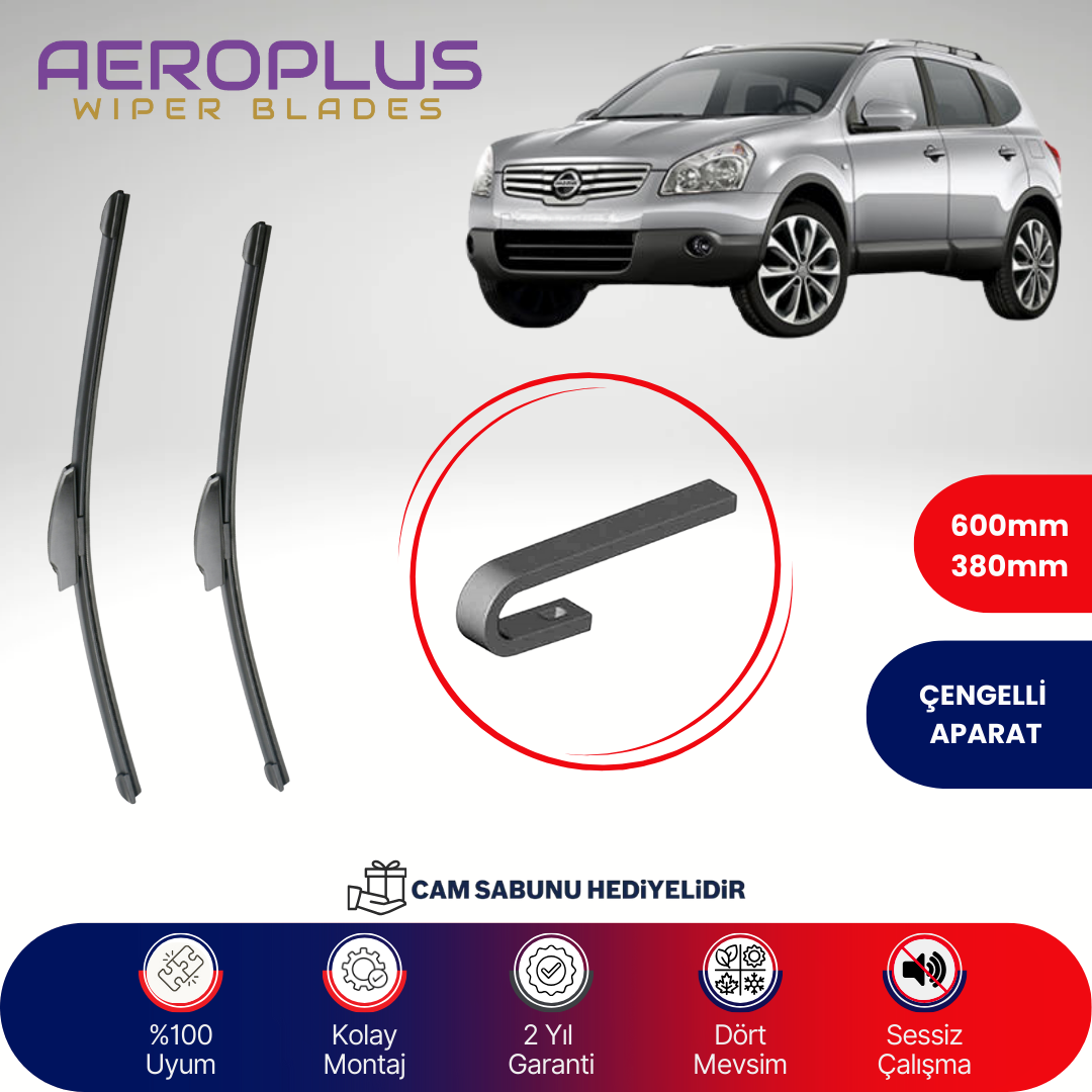 Aeroplus Nissan Qashqai+2 2008-2013 Muz Silecek Takımı