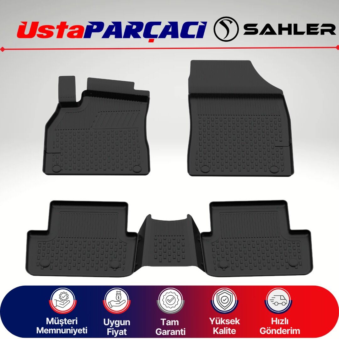 Sahler Renault Laguna 2 2001-2007 Uyumlu Araca Özel 4.5D Havuzlu Oto Paspas (5 Parça) Siyah