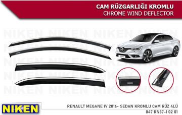 Niken Megane 4 2016 Sonrası Araca Özel Kromlu Cam Rüzgarlığı