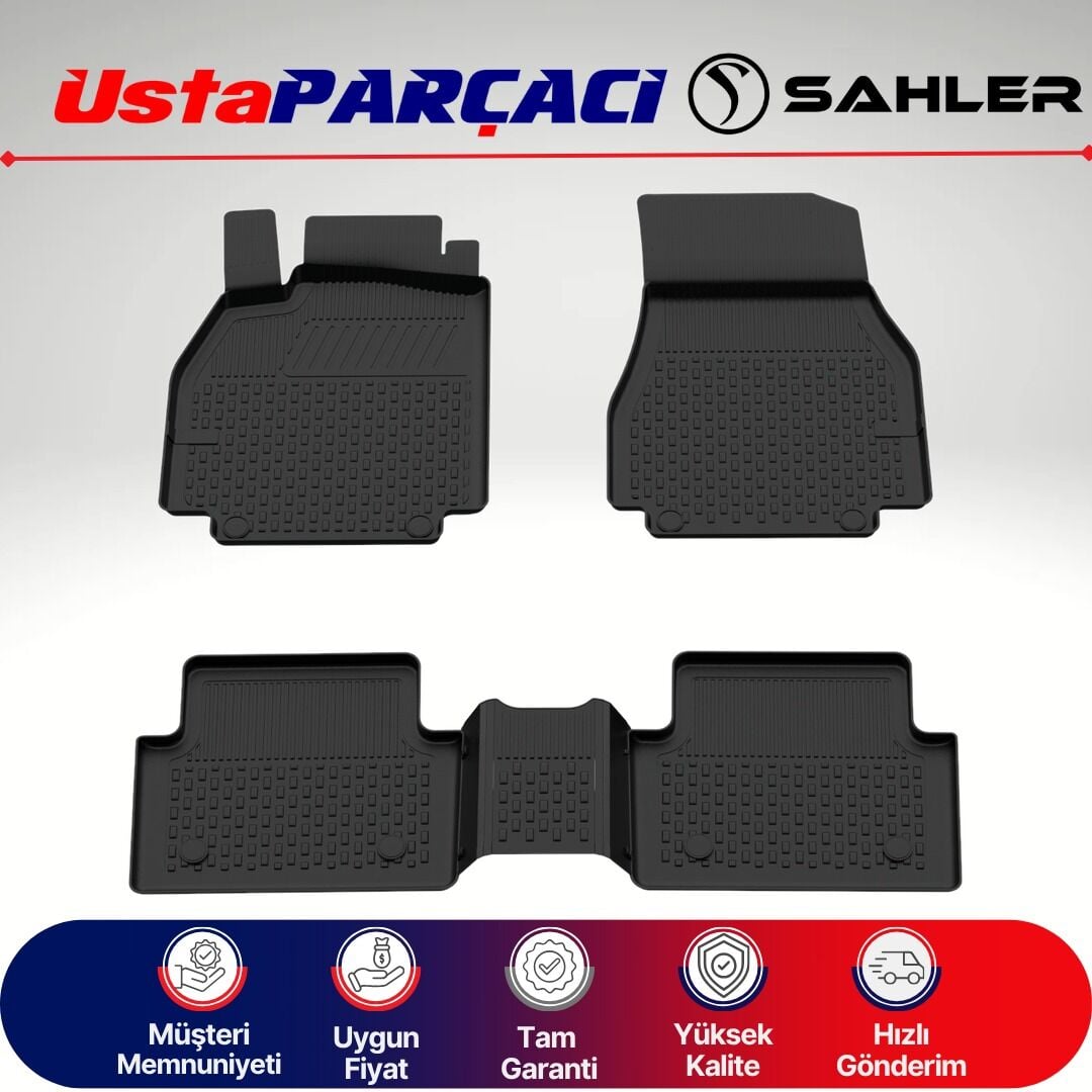 Sahler Renault Megane 2 Sedan 2003-2008 Uyumlu Araca Özel 4.5D Havuzlu Oto Paspas (5 Parça) Siyah