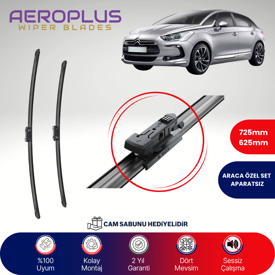 Aeroplus Citroen DS5 2011-2015 Muz Silecek Takımı