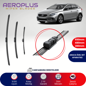 Aeroplus Volvo V40 CC 2013-2016 Ön Arka Muz Silecek Takımı