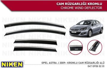 Niken Opel Astra J 2009-2015 Arası Kromlu Cam Rüzgarlığı 4'lü