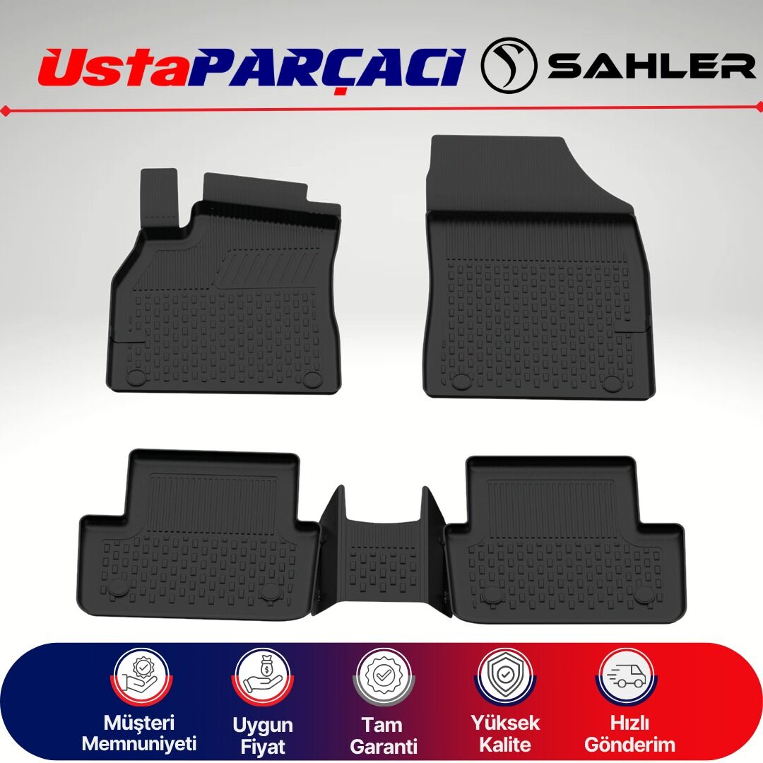 Sahler Renault Megane 3 2005-2012 Uyumlu Araca Özel 4.5D Havuzlu Oto Paspas (5 Parça) Siyah