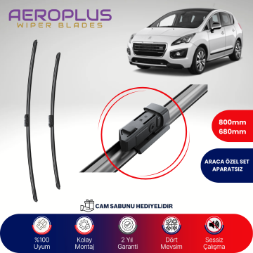 Aeroplus Peugeot 3008 2009-2016 Muz Silecek Takımı