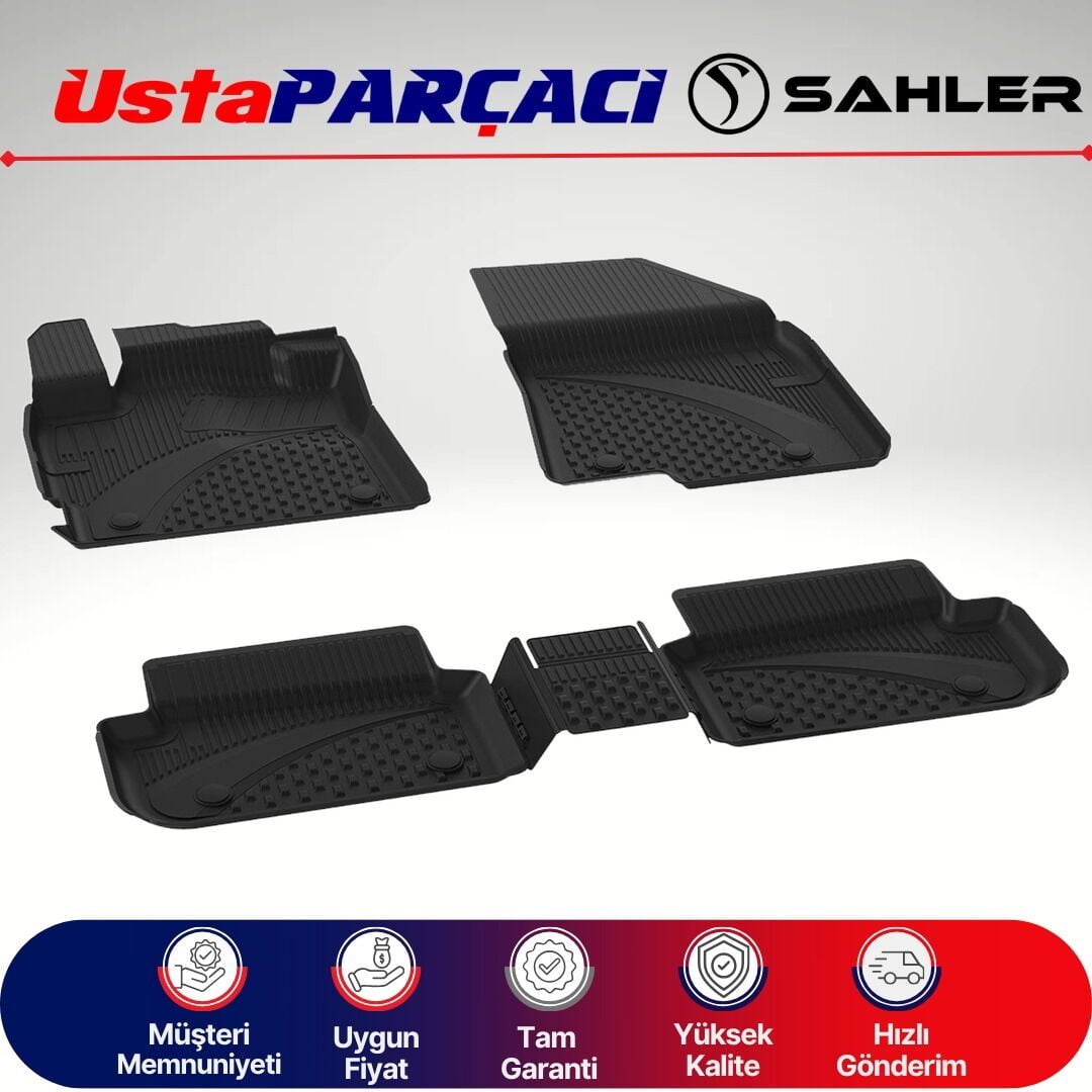 Sahler Renault Kardian 2023+ Uyumlu Araca Özel 4.5D Havuzlu Oto Paspas (5 Parça) Siyah
