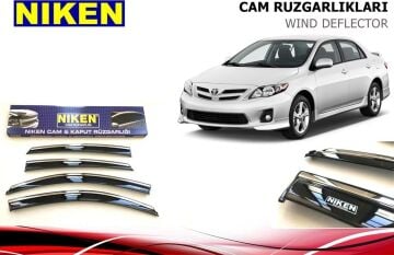 Niken Toyota Corolla Paslanmaz Kromlu 4'Lü Cam Rüzgarlığı Seti 2007-2014