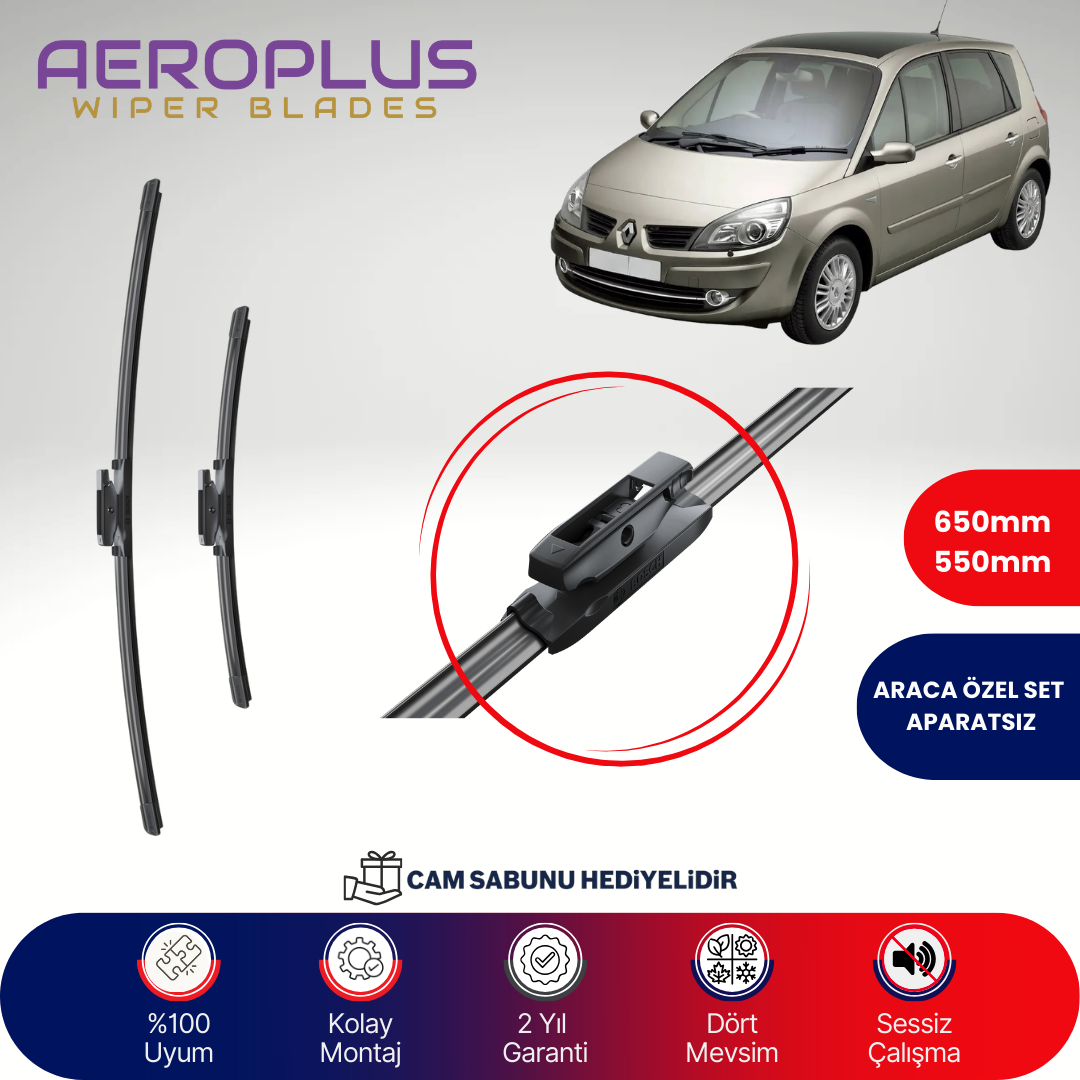 Aeroplus Renault Scenic 2 2005-2009 Muz Silecek Takımı
