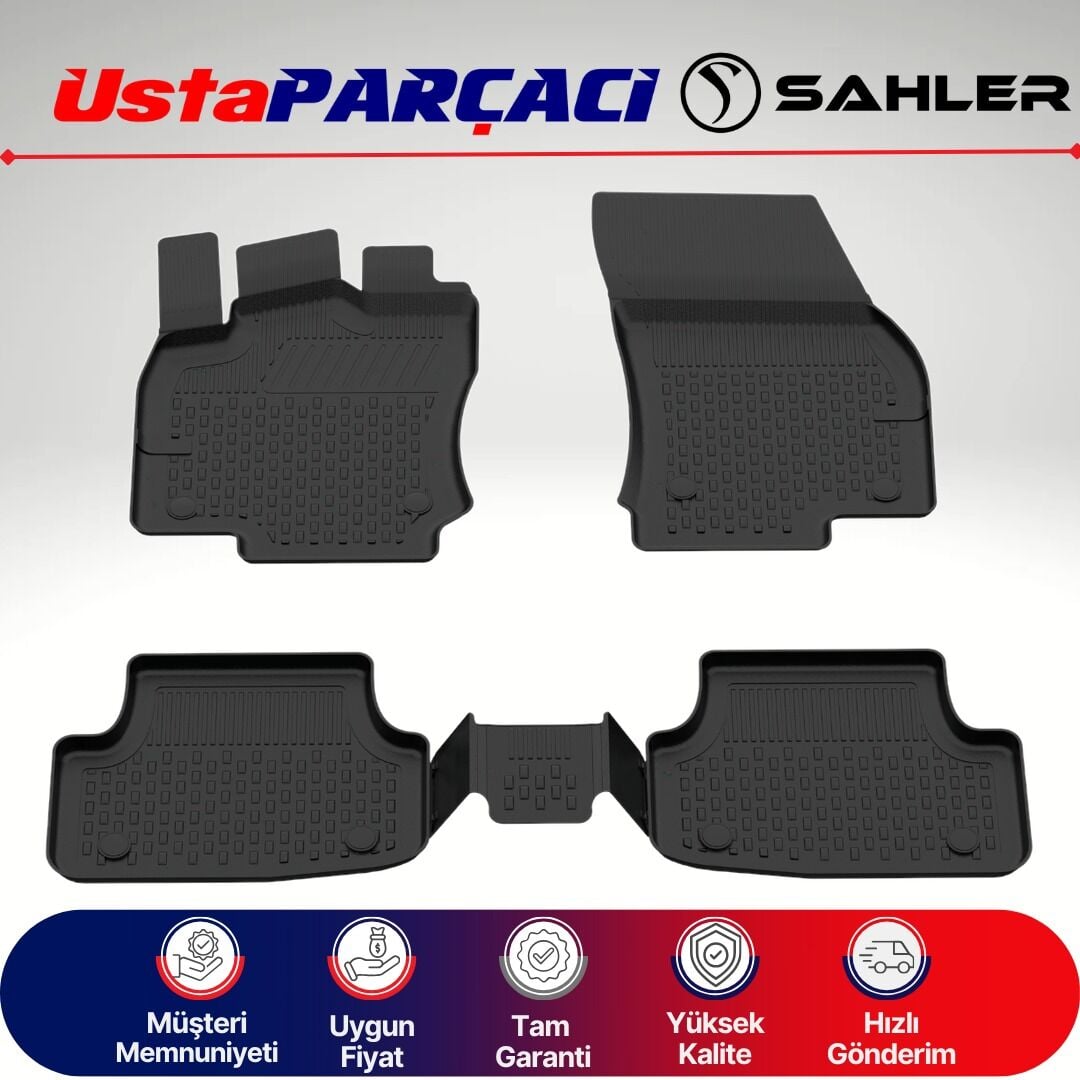 Sahler Seat Ateca 2017+ / Cupra Ateca 2018+ Uyumlu Araca Özel 4.5D Havuzlu Oto Paspas (5 Parça) Siyah