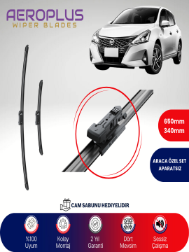 Aeroplus Nissan Tiida 2015-2020 Muz Silecek Takımı