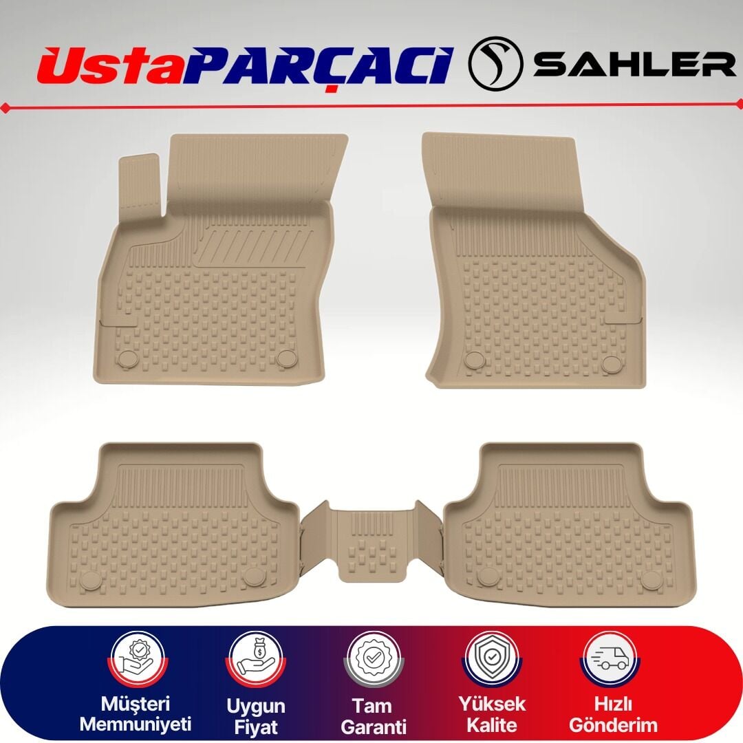 Sahler Seat Leon 3 2013-2020 Uyumlu Araca Özel 4.5D Havuzlu Oto Paspas (5 Parça) Bej