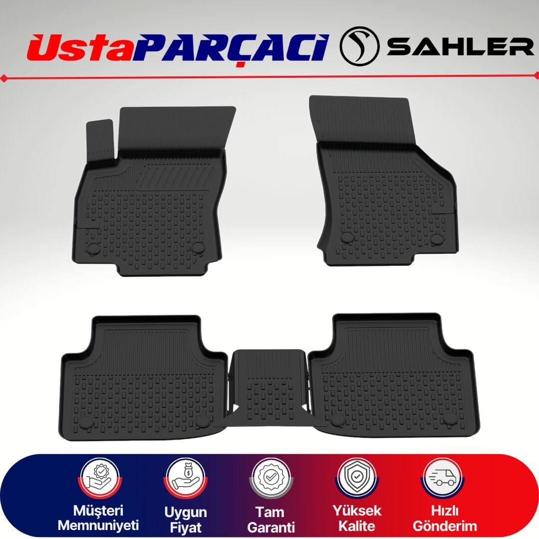 Sahler Seat Leon 4 Tsi / Cupra Leon (Manuel) 2021+ Uyumlu Araca Özel 4.5D Havuzlu Oto Paspas (5 Parça) Siyah