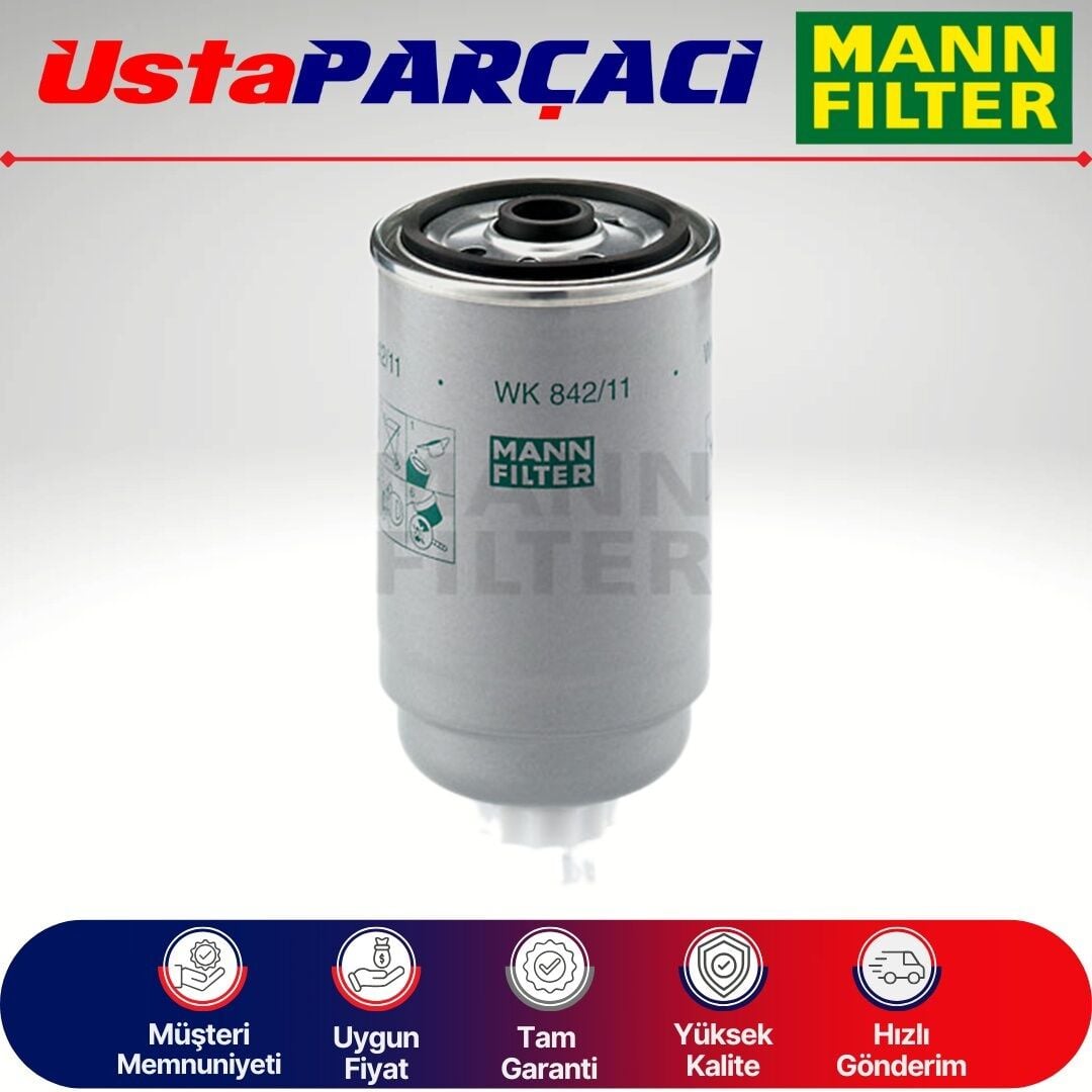 Mann-Filter Audi A4 (B5) 1.9 Tdi Tüm Yakıt Tipleri Yakıt Filtresi 1996-2001 WK842/11 XF5Z9155AA