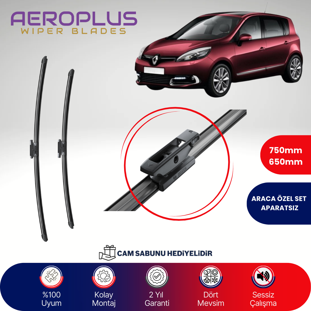 Aeroplus Renault Scenic 3 2009-2016 Muz Silecek Takımı