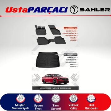 Sahler Skoda Superb 2024+ Uyumlu Araca Özel 4.5D Havuzlu Oto Paspas + 3D Bagaj Havuzu (5 Parça)