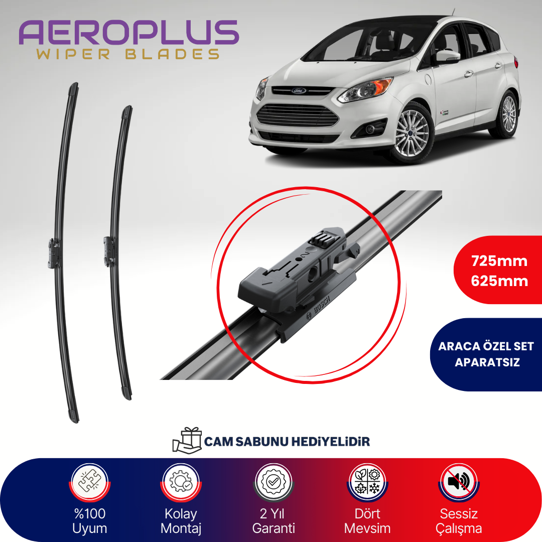 Aeroplus Ford C-Max 2010-2015 Muz Silecek Takımı