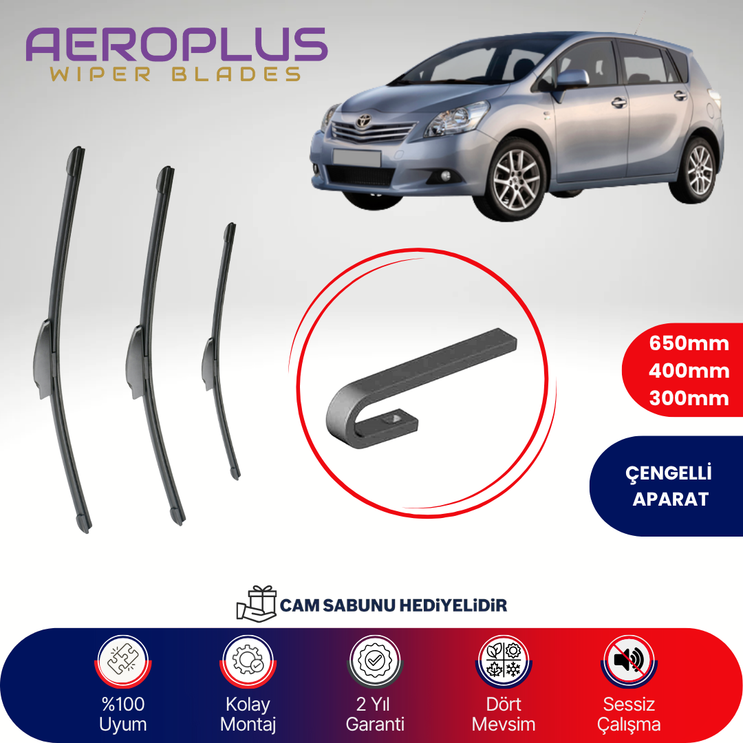 Aeroplus Toyota Verso 2009-2018 Ön Arka Muz Silecek Takımı