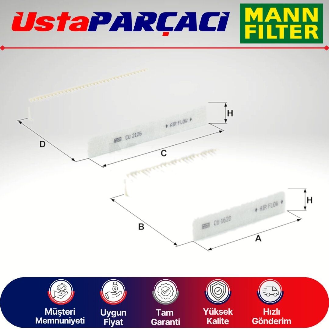 Mann-Filter Peugeot 208 Standart Polen Filtresi 2012-2019 CU21000-2 1609428080