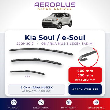 Aeroplus Kia Soul / e-Soul 2009-2017 Ön Arka Muz Silecek Takımı