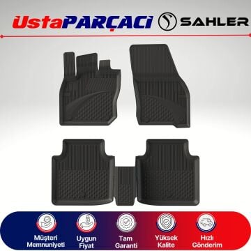 Sahler Skoda Kodiaq 2024+ Uyumlu Araca Özel 4.5D Havuzlu Oto Paspas (5 Parça) Siyah