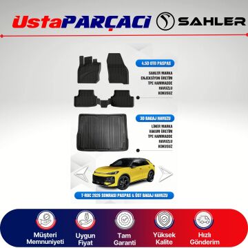 Sahler VW T-Roc 2026+ Uyumlu Araca Özel 4.5D Havuzlu Oto Paspas + 3D Bagaj Havuzu (5 Parça)