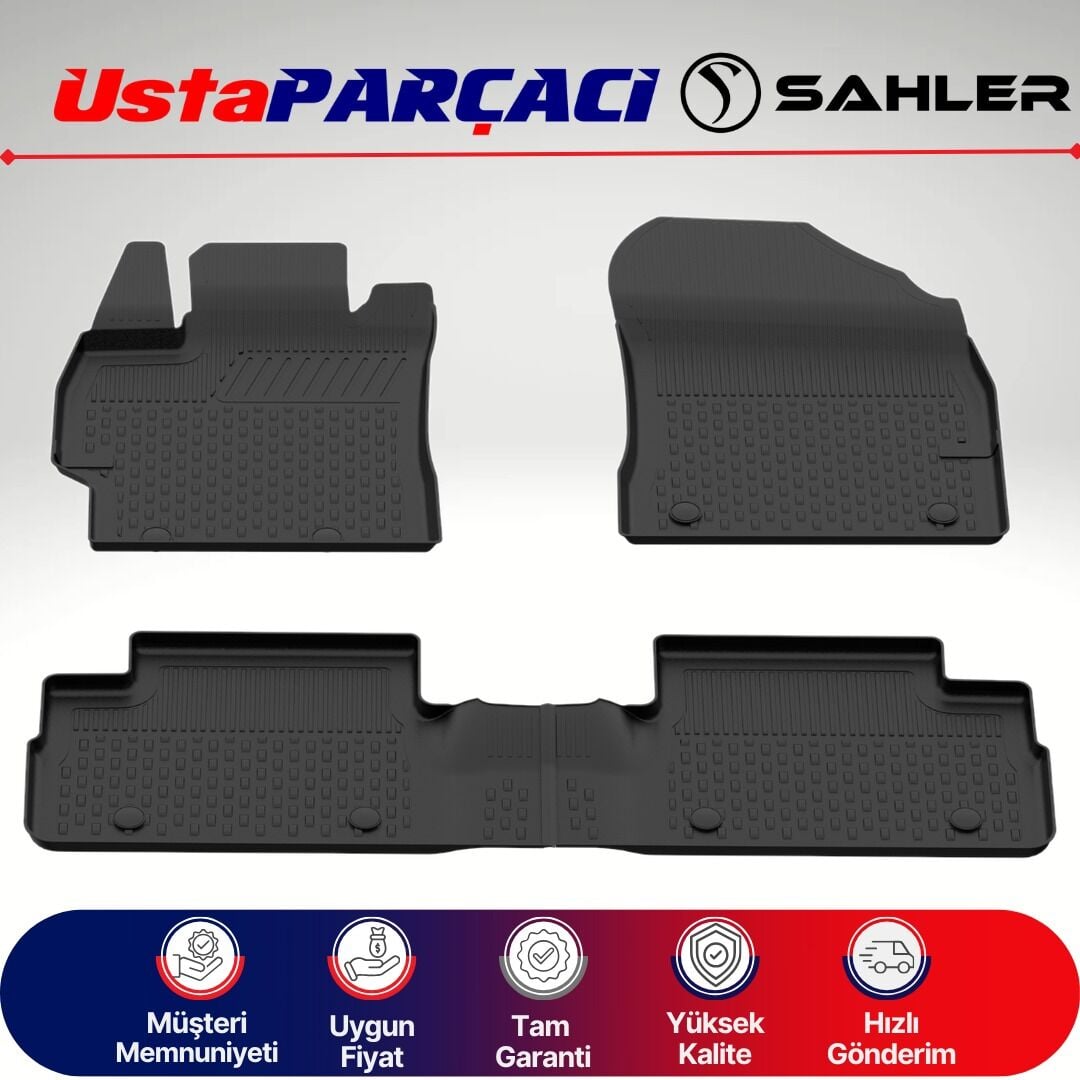 Sahler Toyota Auris 2007-2012 Uyumlu Araca Özel 4.5D Havuzlu Oto Paspas (5 Parça) Siyah