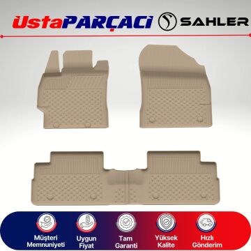 Sahler Toyota Auris 2007-2012 Uyumlu Araca Özel 4.5D Havuzlu Oto Paspas (5 Parça) Bej