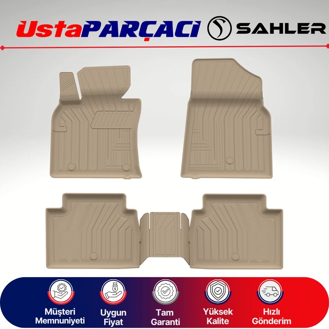 Sahler Toyota Camry 2017-2023 Uyumlu Araca Özel 4.5D Havuzlu Oto Paspas (5 Parça) Bej