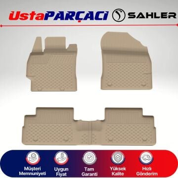 Sahler Toyota Corolla 2007-2012 Uyumlu Araca Özel 4.5D Havuzlu Oto Paspas (4 Parça) Bej