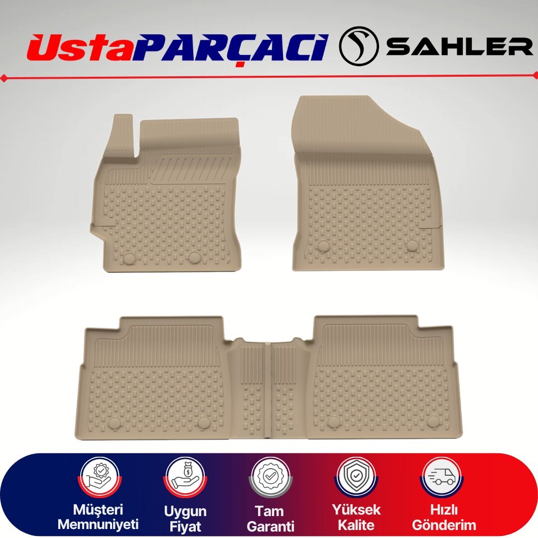 Sahler Toyota Corolla 2013-2018 Uyumlu Araca Özel 4.5D Havuzlu Oto Paspas (4 Parça) Bej