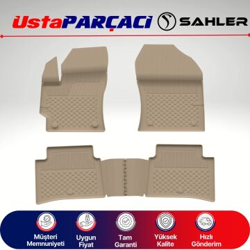 Sahler Toyota Corolla Sedan 2019+ Uyumlu Araca Özel 4.5D Havuzlu Oto Paspas (4 Parça) Bej
