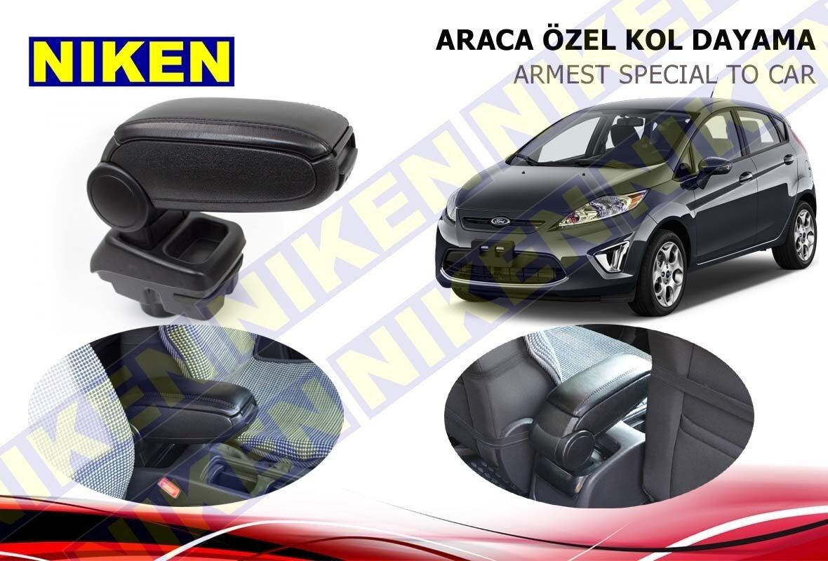 Niken Araca Özel Ford Fiesta Vidasız Kol Dayama Kolçak Siyah 2009 Üzeri