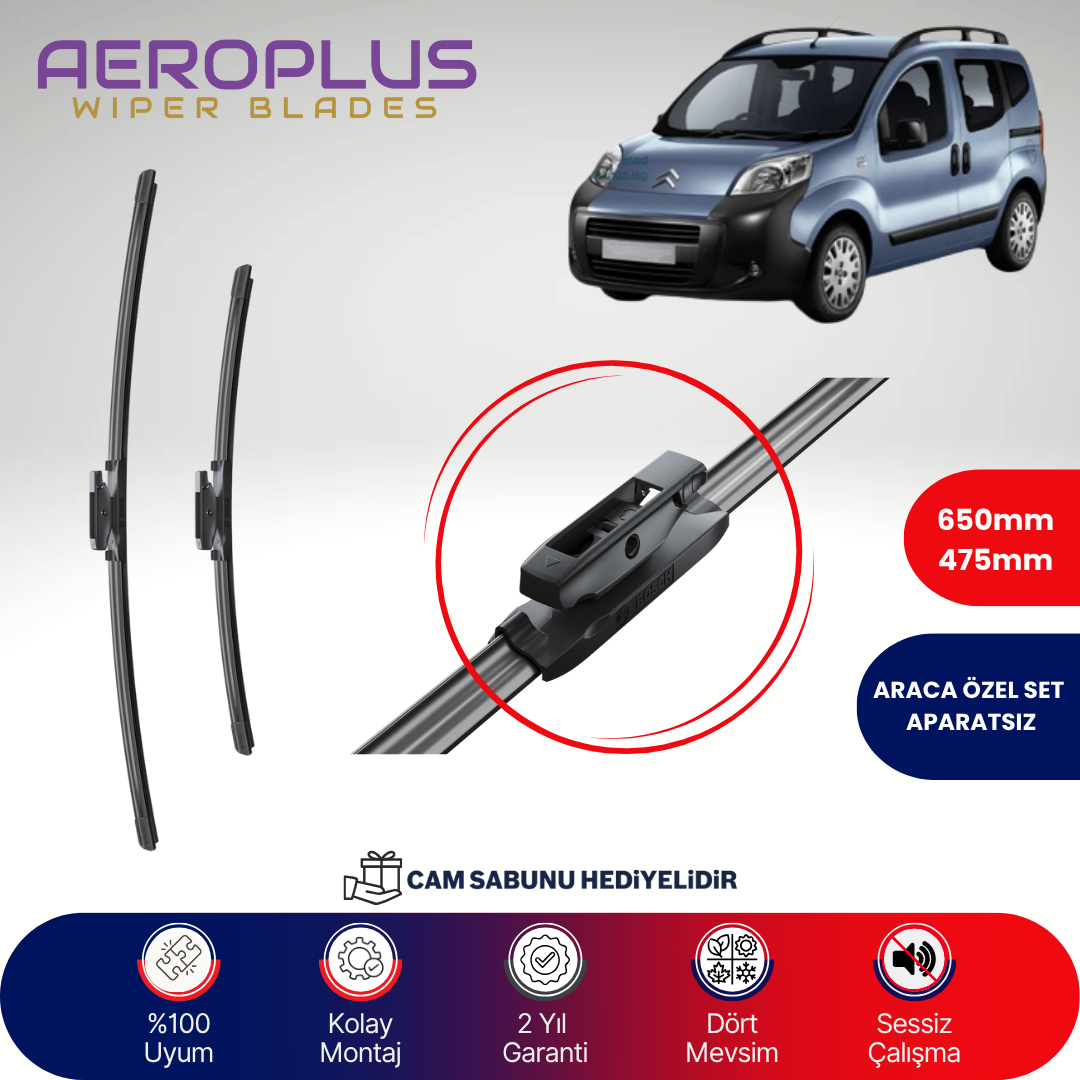 Aeroplus Citroen Nemo 2008-2018 Muz Silecek Takımı