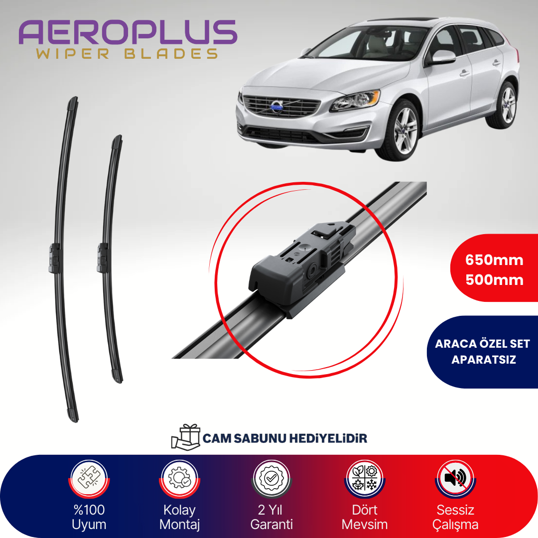 Aeroplus Volvo V60 2015-2018 Muz Silecek Takımı