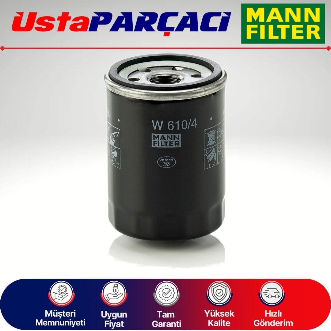 Mann-Filter Nissan Micra 1.2 Benzinli Yağ Filtresi 2003-2010 W610/4 1520853J00