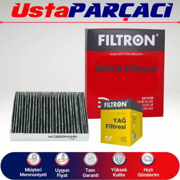 Filtron Fiat 500L 1.4 Benzinli Filtre Bakım Seti 2012-2021 Hava+Yağ+Karbonlu Polen