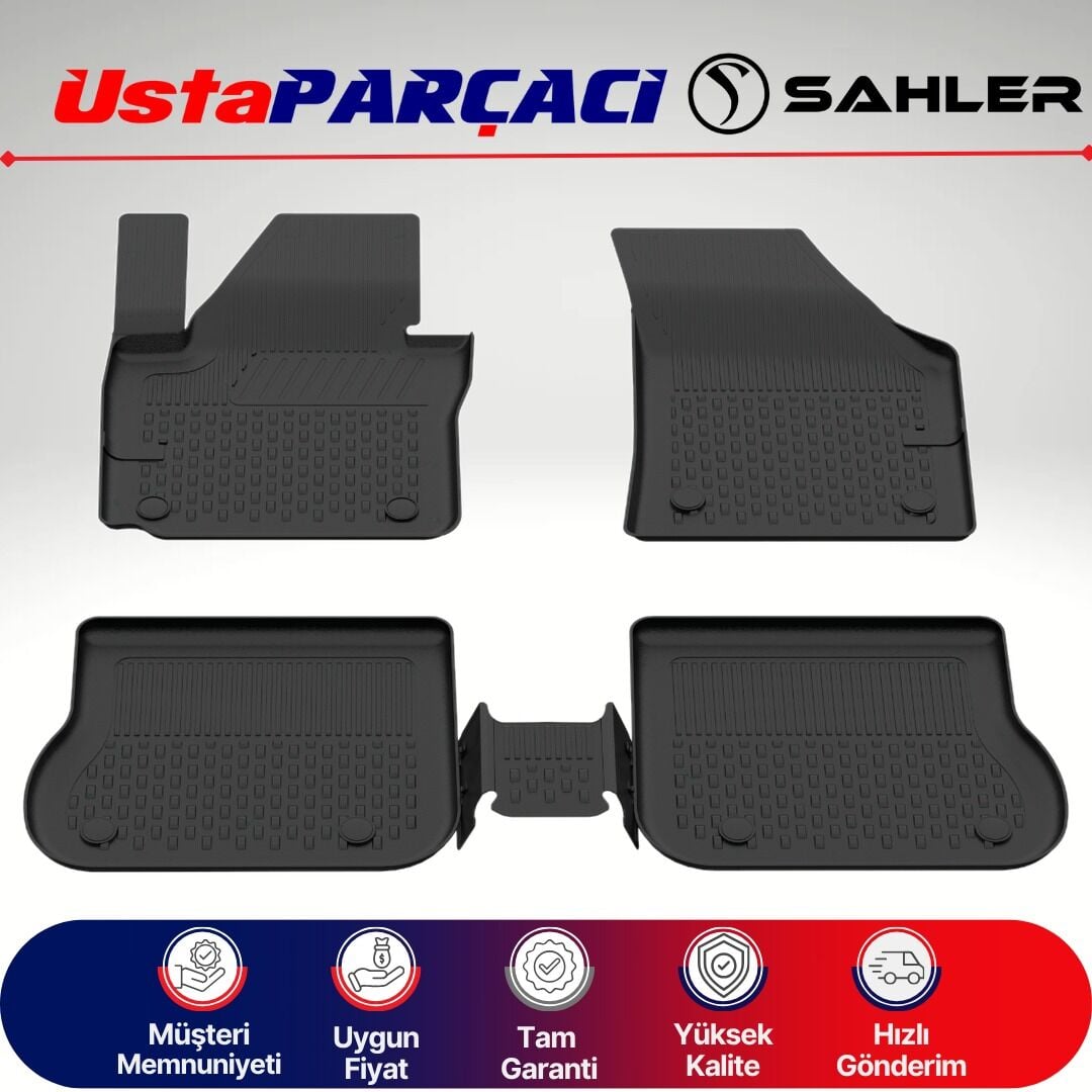 Sahler VW Caddy 2010-2019 Uyumlu Araca Özel 4.5D Havuzlu Oto Paspas (5 Parça) Siyah