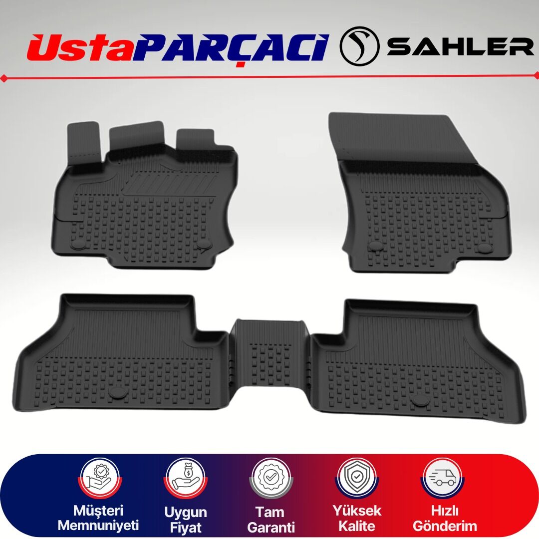 Sahler VW Caddy 2020+ Uyumlu Araca Özel 4.5D Havuzlu Oto Paspas (5 Parça) Siyah