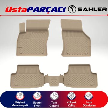 Sahler VW Golf 7 2013-2020 Uyumlu Araca Özel 4.5D Havuzlu Oto Paspas (5 Parça) Bej