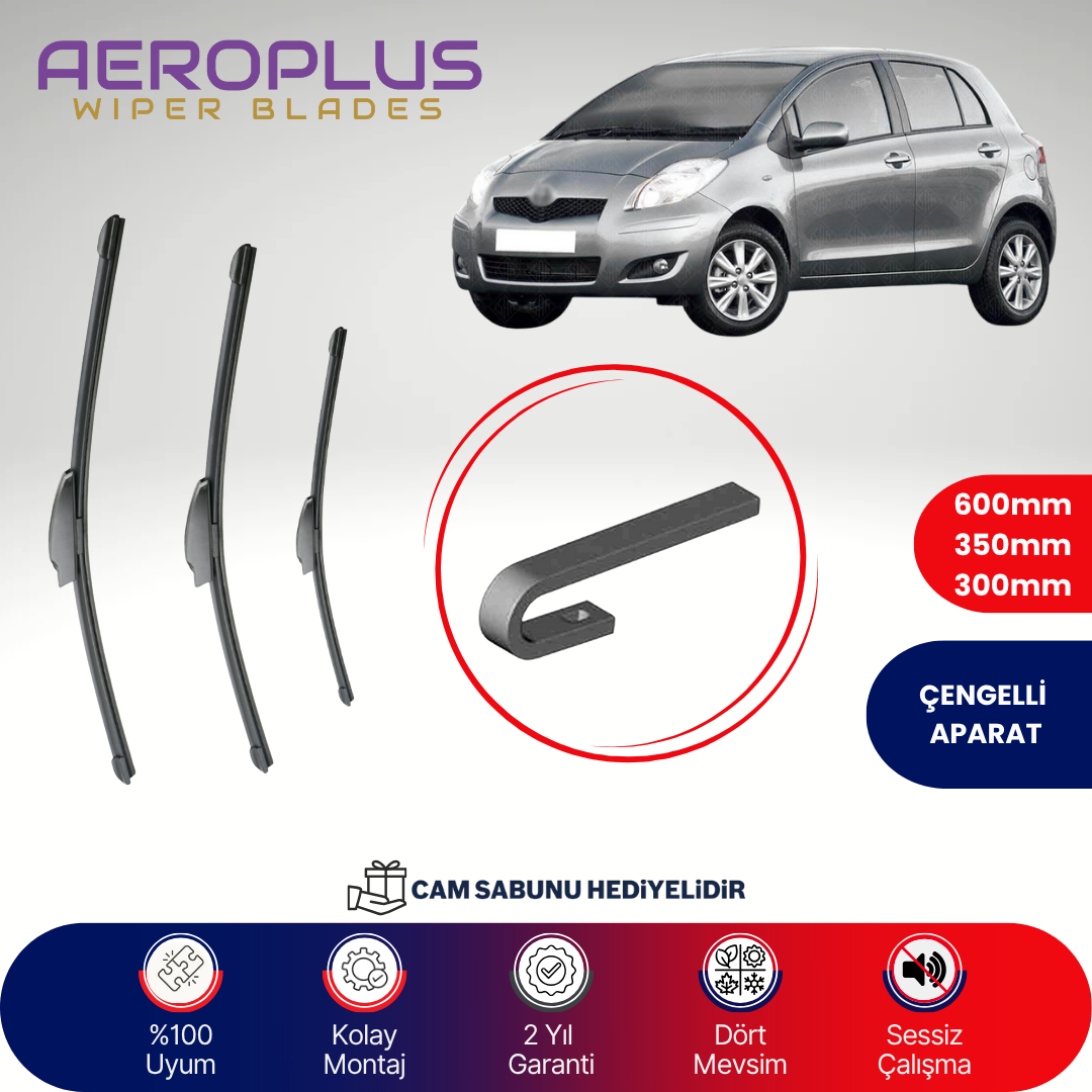 Aeroplus Toyota Yaris 2005-2011 Ön Arka Muz Silecek Takımı