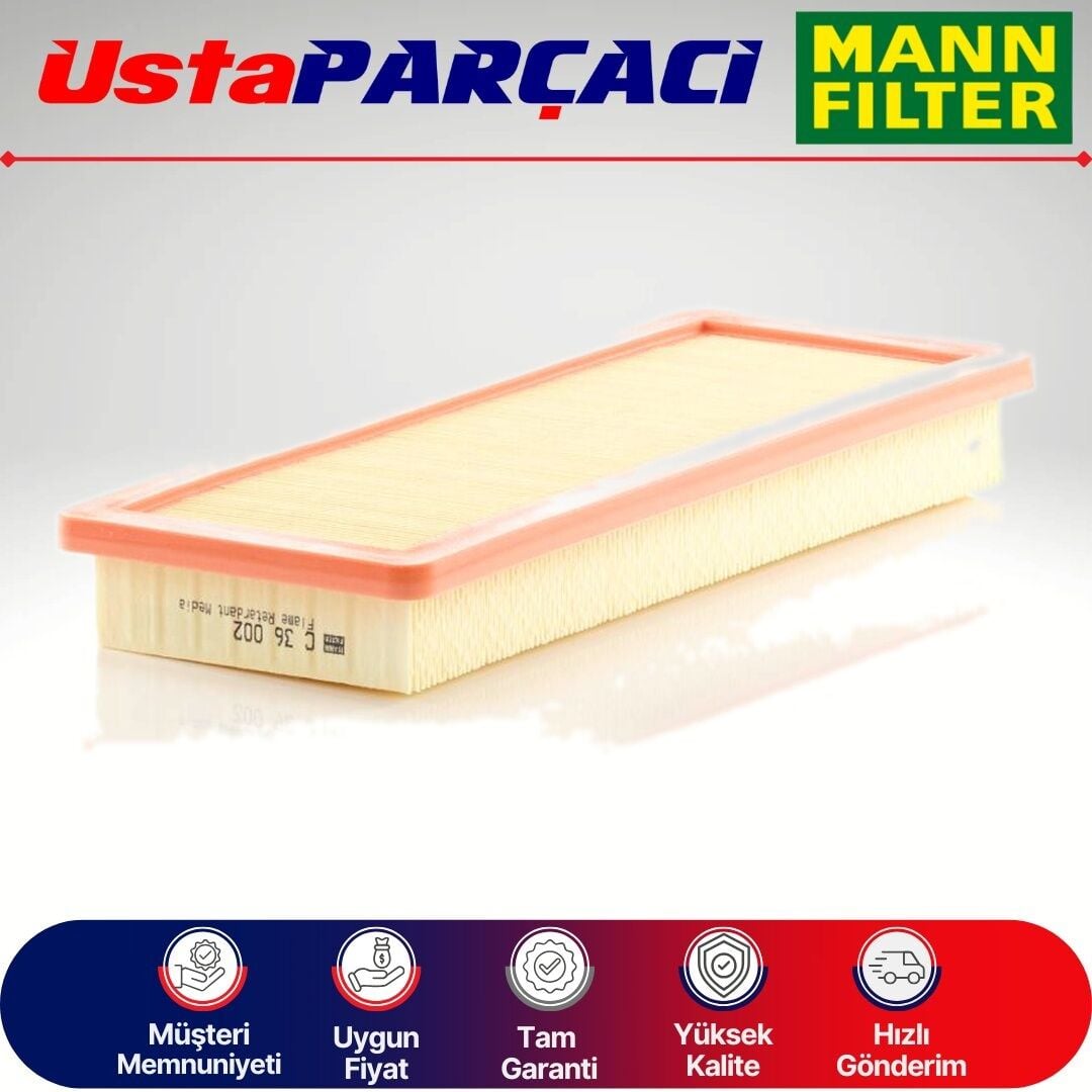 Mann-Filter Peugeot 308 1.6 THP Benzinli Hava Filtresi 2008-2011 C36002 13717534845